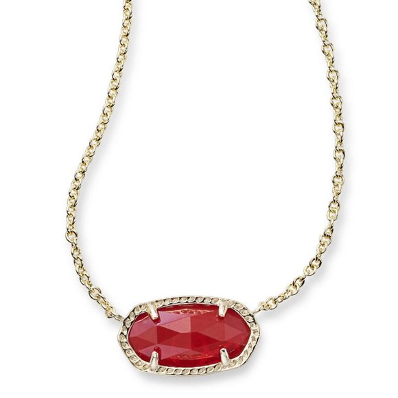 Kendra Scott Elisa Ruby Red Necklace Gold Plated July - Picture 5 of 5
